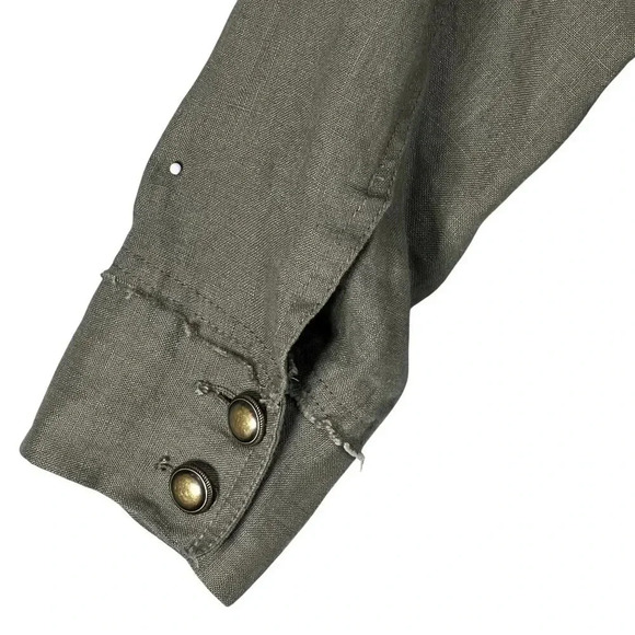 INC International Concepts Womens L Green Linen Embroidered Jacket Peplum Hem - Picture 6 of 16